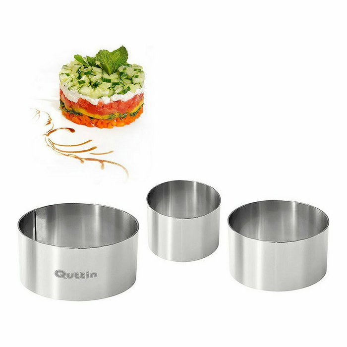 Molde para emplatar Quttin Plateado Acero Inoxidable 12 Unidades (3 Piezas)
