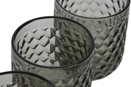 DKD Home Decor Vaso Gris Cristal Set de 6 Piezas 8 x 10 x 8 cm Capacidad 240ml