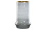 DKD Home Decor Portavelas de Cristal Transparente y Dorado 21x21x35 cm