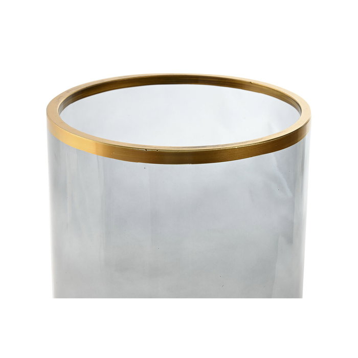 DKD Home Decor Portavelas de Cristal Transparente y Dorado 21x21x35 cm DKD Home Decor Portavelas de Cristal Transparente y Dorado 21x21x35 cm