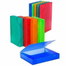 Carchivo Carpeta de Proyectos 5cm Traslúcida con Gomas Azul y Flúor