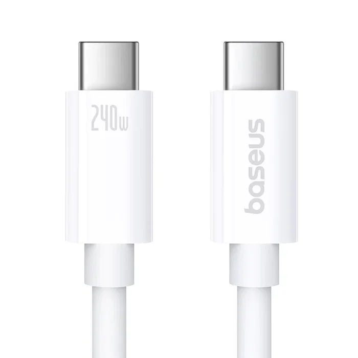 Baseus P10365200211-05 Cable USB4 Gen 3x2 USB-C a USB-C 1.8 m, 40 Gbps, USB PD 240W, Carga Rápida, Blanco