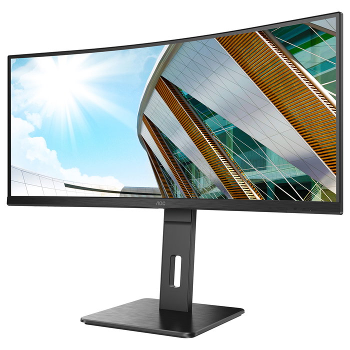 AOC CU34P2A Monitor Profesional Curvo 34 Pulgadas UltraWide QHD 3440x1440 21:9 100Hz 1ms 120% sRGB AMD FreeSync 2xHDMI DisplayPort USB 3.2 Hub Altavoces Negro
