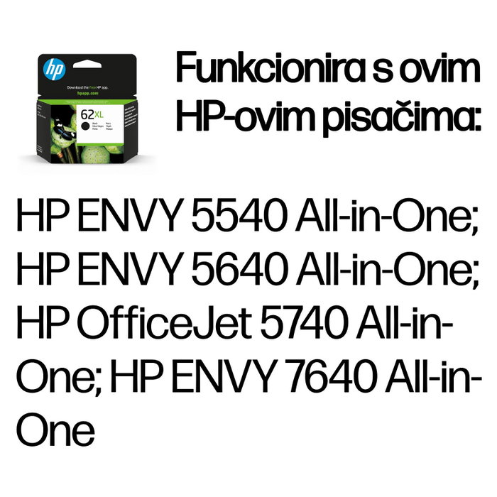 HP 62XL Negro Cartucho de Tinta Original Alto Rendimiento (C2P05AE) de Alta Capacidad