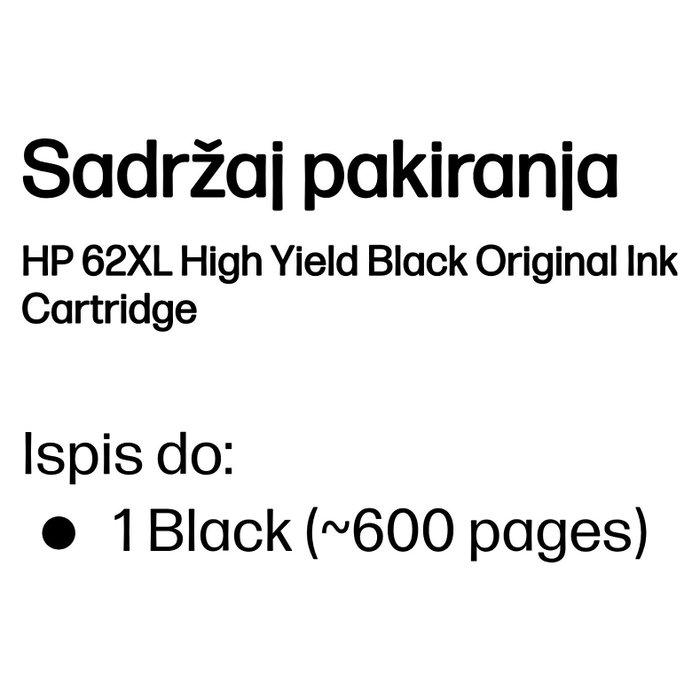 HP 62XL Negro Cartucho de Tinta Original Alto Rendimiento (C2P05AE) de Alta Capacidad