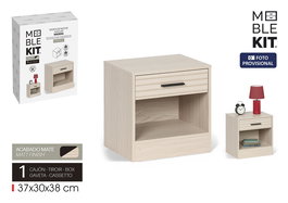Inde Mesita de Noche Auxiliar con Cajón, Blanco, Madera Slat Mueblekit, Dimensiones: 39,1 cm Alto x 31,6 cm Largo x 9,6 cm Ancho (4 Unidades)
