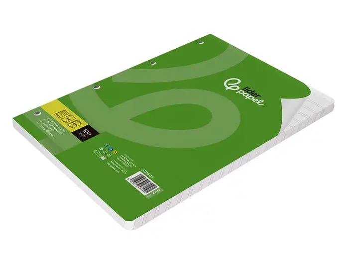 Liderpapel Recambio A4 100 hojas 100g pauta 2,5mm con margen y 4 taladros Liderpapel Recambio A4 100 hojas 100g pauta 2,5mm con margen y 4 taladros