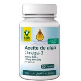 RAAB VITALFOOD Aceite De Alga Omega 3 1183mg 30 Cápsulas Sg Veganas - DHA 250mg, EPA 125mg para Corazón, Vista y Cerebro