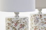 DKD Home Decor Lámpara de Sobremesa de Gres con Flores, E14, Blanco o Beige de Surtido