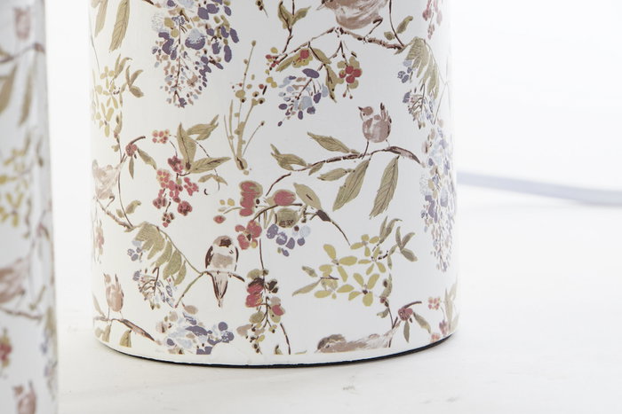 DKD Home Decor Lámpara de Sobremesa de Gres con Flores, E14, Blanco o Beige de Surtido