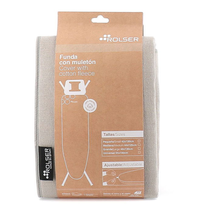 Rolser Funda para Tabla de Planchar 120 x 42 cm Arena Algodón con Cierre de Cordón