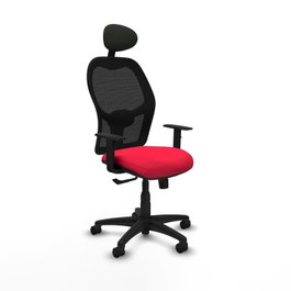 PIQUERAS Y CRESPO Silla de oficina Alocén con mecanismo Sincro, Rojo y Negro