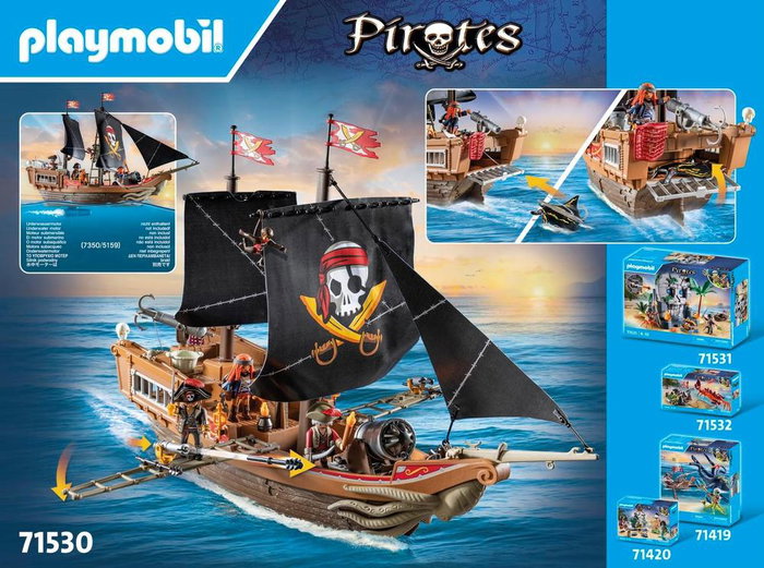 Playmobil Gran Barco Pirata Flotante para Niños con Accesorios y Figuras
