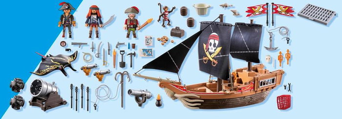 Playmobil Gran Barco Pirata Flotante para Niños con Accesorios y Figuras