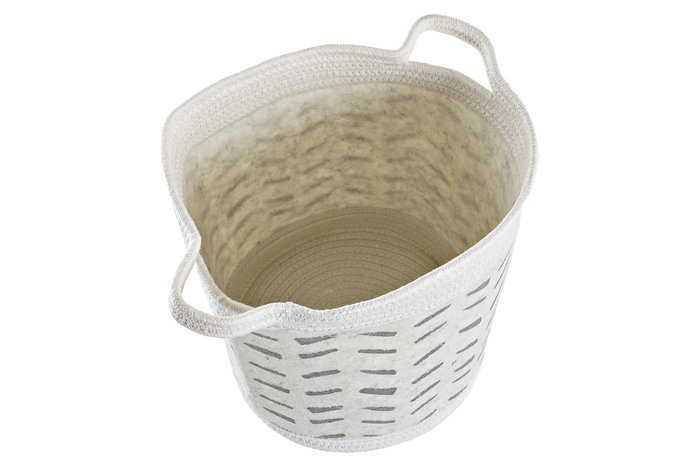 DKD Home Decor Set de 3 Cestas de Algodón Gris y Blanco DKD Home Decor Set de 3 Cestas de Algodón Gris y Blanco