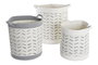 DKD Home Decor Set de 3 Cestas de Algodón Gris y Blanco