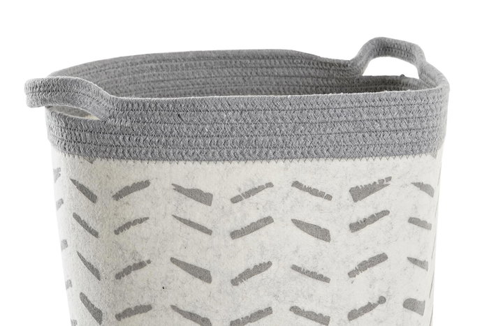 DKD Home Decor Set de 3 Cestas de Algodón Gris y Blanco DKD Home Decor Set de 3 Cestas de Algodón Gris y Blanco