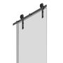 Emuca Kit de herrajes para una puerta corredera colgada de madera Barn, Sin cierre suave, tableros no incluidos, Acero y Plástico, Pintado negro