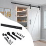 Emuca Kit de herrajes para una puerta corredera colgada de madera Barn, Sin cierre suave, tableros no incluidos, Acero y Plástico, Pintado negro