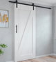 Emuca Kit de herrajes para una puerta corredera colgada de madera Barn, Sin cierre suave, tableros no incluidos, Acero y Plástico, Pintado negro