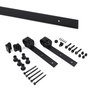 Emuca Kit de herrajes para una puerta corredera colgada de madera Barn, Sin cierre suave, tableros no incluidos, Acero y Plástico, Pintado negro