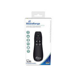 MEDIARANGE MROS220 Presentador inalámbrico RF con puntero láser, USB, alcance 15 m, color Negro