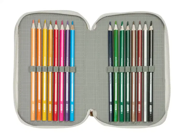 Safta Estuche Escolar Minnie Mouse Minty Triple Cremallera 37 Piezas