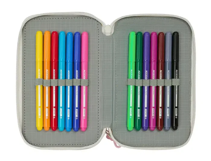 Safta Estuche Escolar Minnie Mouse Minty Triple Cremallera 37 Piezas