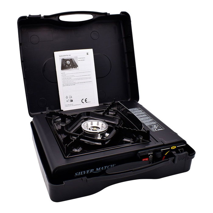 Silver Match Cocina Portátil de Gas 1 Fuego 20 kW 146 g/h Camping Exterior