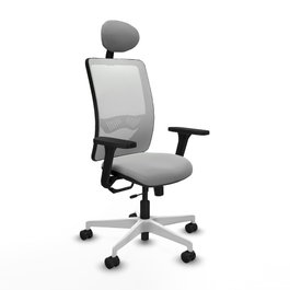 PIQUERAS Y CRESPO Silla de oficina Zulema con mecanismo Sincro/Traslack, Gris claro y Blanco