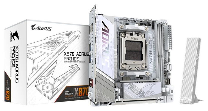 Gigabyte X870I AORUS PRO ICE, Mini-ITX, AMD X870, DDR5, Blanco