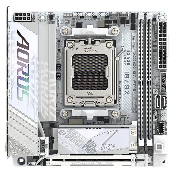 Gigabyte X870I AORUS PRO ICE Placa Base AM5 AMD X870 DDR5 M-ITX 8400MHz WiFi 7 Bluetooth 5.4 2.5GbE 2x M.2