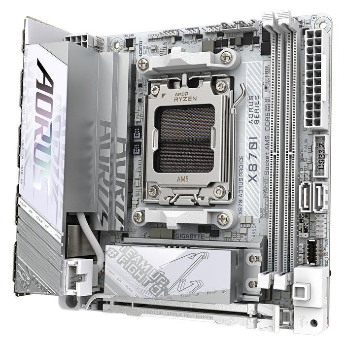 Gigabyte X870I AORUS PRO ICE Placa Base AM5 AMD X870 DDR5 M-ITX 8400MHz WiFi 7 Bluetooth 5.4 2.5GbE 2x M.2