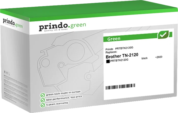 Prindo Green Tóner Negro Compatible con Brother TN-2120 - 2.600 Páginas Prindo Green Tóner Negro Compatible con Brother TN-2120 - 2.600 Páginas