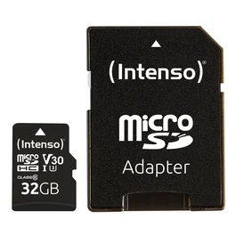 Intenso 3433480 Tarjeta de Memoria MicroSDHC 32 GB, Clase 10, UHS-I U3 V30, Lectura 100 MB/s, Escritura 45 MB/s, Resistente