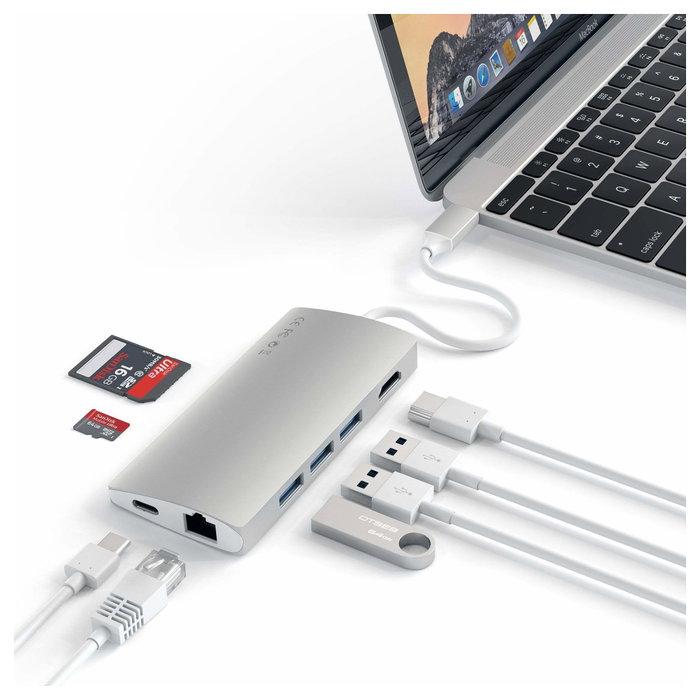 Satechi USB-C V2 Multi-Port Hub 8 en 1, Silber, ST-TCMA2S