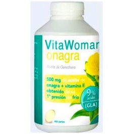 ELADIET Vitawoman Perlas de Aceite de Onagra con Vitamina E - 450 unidades, 4g de Onagra y 20mg de Vitamina E por 8 perlas