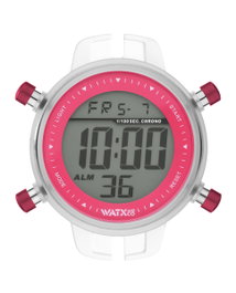 Watxandco RWA1125 Reloj Digital para Mujer con Caja Transparente y Esfera Rosa