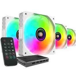 Mars Gaming Pack 4 Ventiladores MF-SI4KIT/ 12cm ARGB Blancos con HUB y Mando a Distancia
