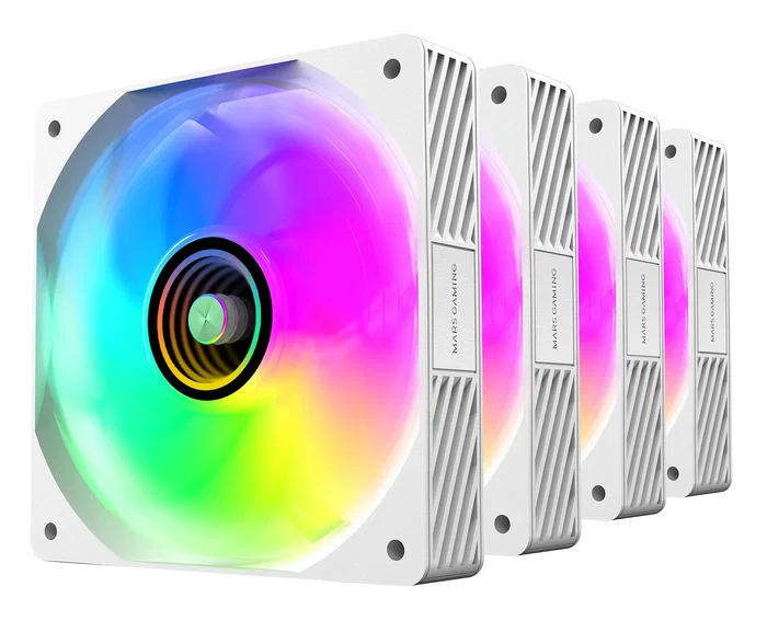 Mars Gaming MF-SI4KIT Kit de 4 Ventiladores PC ARGB 120mm Infinity Mirror Blanco - Ultrasilenciosos con Hub y Mando a Distancia