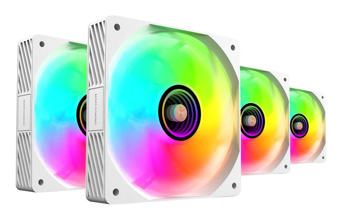 Mars Gaming MF-SI4KIT Kit de 4 Ventiladores PC ARGB 120mm Infinity Mirror Blanco - Ultrasilenciosos con Hub y Mando a Distancia