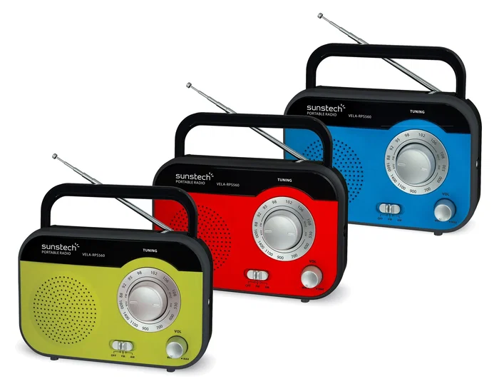 Sunstech RPS560 Radio Analógica Portátil AM/FM 0.8W Azul con Antena Telescópica y Asa