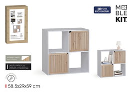 Inde Estantería Cubo 4 Compartimentos con 2 Puertas Moblekit - Estante de Almacenamiento