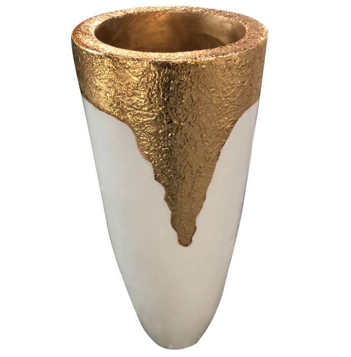 Macetero Moderno DKD Home Decor Blanco Dorado 40 x 105 x 40 cm