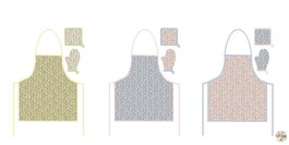 DKD Home Decor Set de 2 Delantales de Algodón Flores Surtido