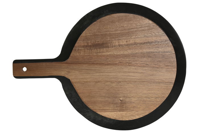 DKD Home Decor Tabla Cortar Moderna Negra Natural Acacia 28 x 1.8 x 38 cm