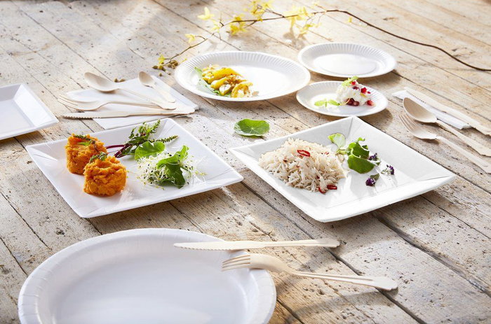 Algon Set 10 Platos Cuadrados Cartón Natural 20 cm (36 Unidades)