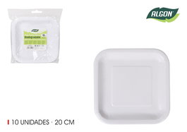 Algon Set 10 Platos Cuadrados Cartón Natural 20 cm (36 Unidades)