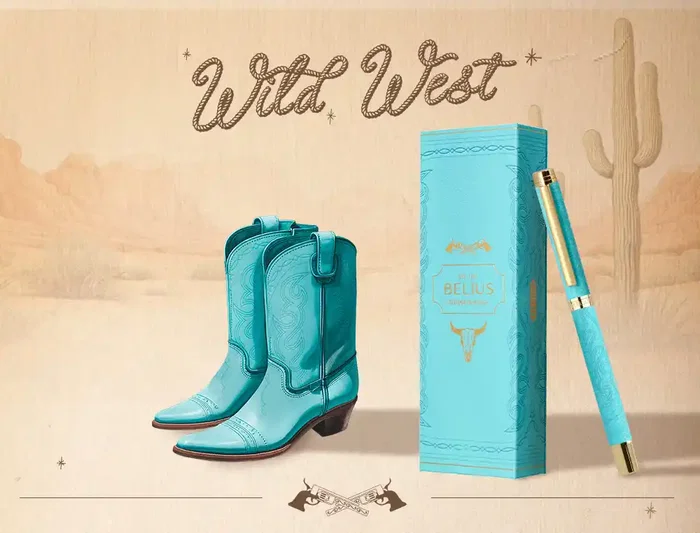 Belius Roller Wild West Turquesa Dorado Tinta Negra Caja de Diseño