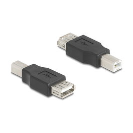DeLOCK Adaptador USB 2.0 USB B Macho a USB A Hembra, Negro, Conector Recto, Plug and Play, Ref. 67199